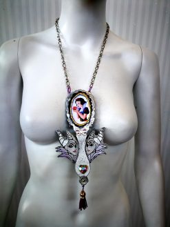 Snow White Witch Mirror Necklace Pendant, Romantic Victorian Gothic Jewelry, Chunky Fantasy Baroque Charm