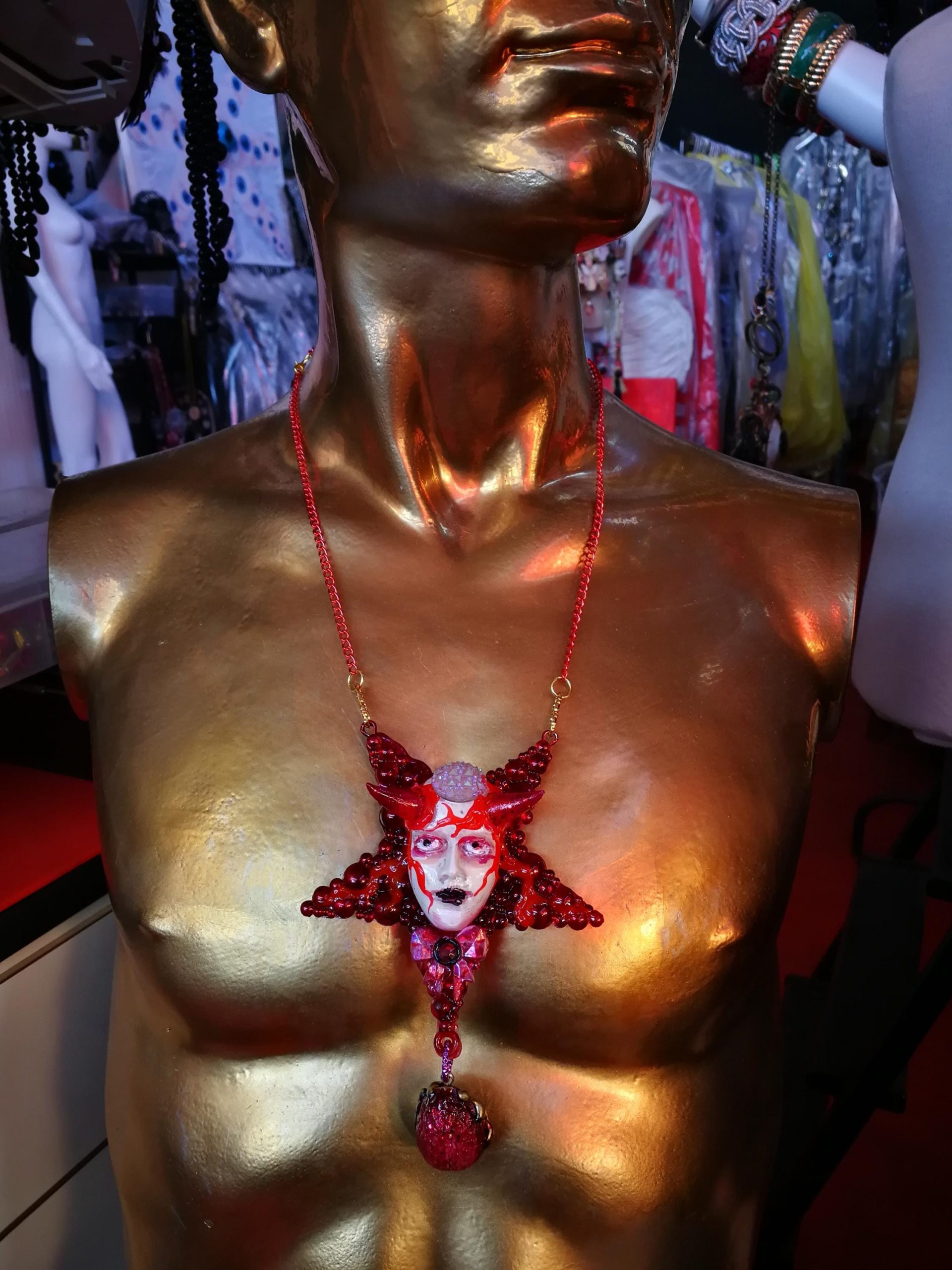 Lucifer Baphomet Pendant, Horned God Star, Gothic Doll Necklace