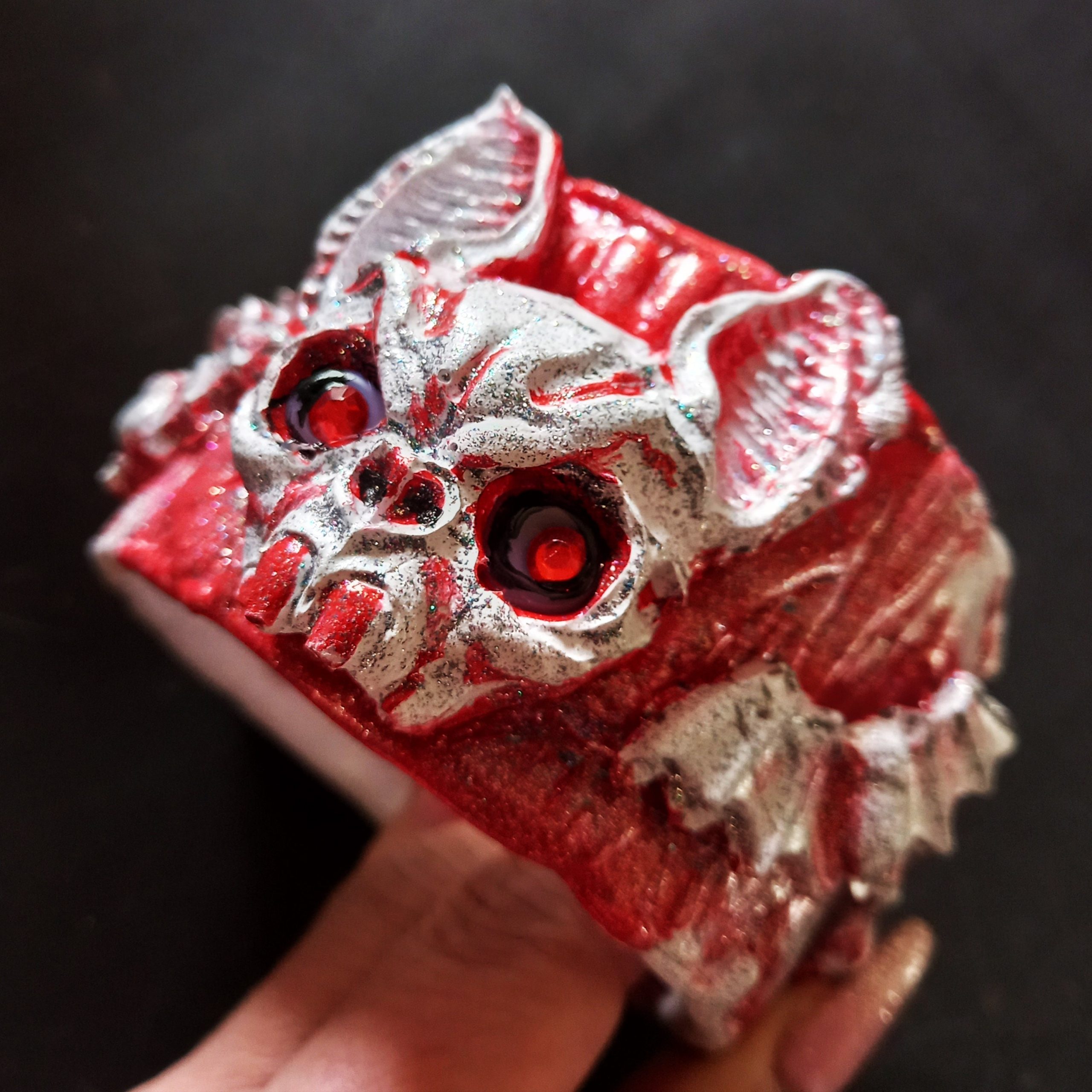 Bat Vampire Rigid Bracelet Jonc, Red Bangle Dracula Castle Transilvania Blood Sculptural Statement Jewelry