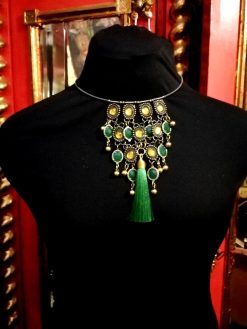 Kelly Green Necklace Crystal Bib Emerald Green Statement Layered Collar Jewelry Luxury Tassel Choker