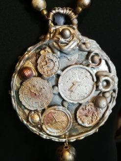 Royal Crown, Bold Chunky Necklace Brutalist Pendant, Steampunk Watch Jewelry Charm Queen and King