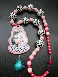 Cruella de Vil - Big Bold Chunky Necklaces, Statement Cartoon Jewelry, Hollywood Icon Whimsical Pendant