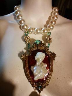 Cameo Silhouette, Statement Maximalist Jewelry Baroque Pendant, Luxury Necklace Rococo Romantic Gallery Wall Tie