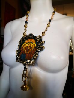 Holy Pop Pendant, Oddities and Curiosities Jewelry Religious Baroque, Icon Necklace Ironic Musical Angel