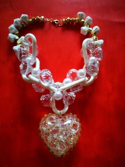 Futuristic Jewelry, Avant-garde Street Style Jewel, Big Bold Chunky Necklaces Heart & Chain Design Pendant