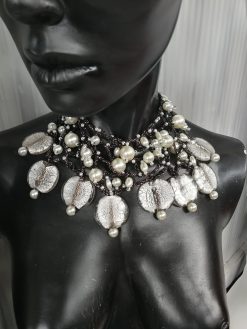 Luxury Necklace, Venetian Statement Jewelry Maximalist Beaded Choker, Embroidered Lace Macrame Victorian Gothic Collar