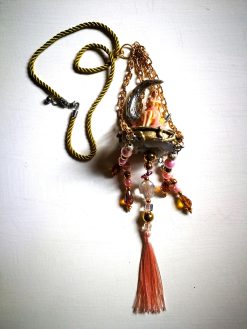 Fairy Garden Jewelry, Mythical Creature Fairies Tale, Little Doll Pendant, Moon Necklace Elegant Bib