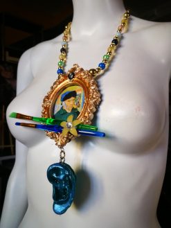 Van Gogh Ear Necklace, Statement Vintage Baroque Frame Charm, Artist Pendant Luxury Art Jewelry