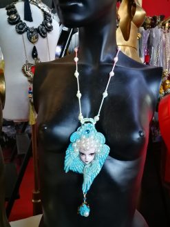 Handmade Art Deco Angel Wing Pendant Necklace, Celestial Jewelry