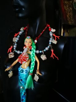 Siren Mermaid, Extravagant Jewelry Futuristic Doll Fish, Bib Pendant Seashell Conch Shell Coral Charm