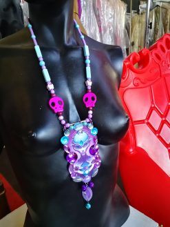 Futuristic Necklace Alien, Avant-garde OOAK Jewelry UFO Statement Maximalist Pendant Extraterrestrial E.T Design