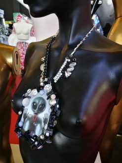 Futuristic Necklace Alien, Avant-garde UFO Jewelry, Area 51 Extraterrestrial E.T , Modernist Design Pendant
