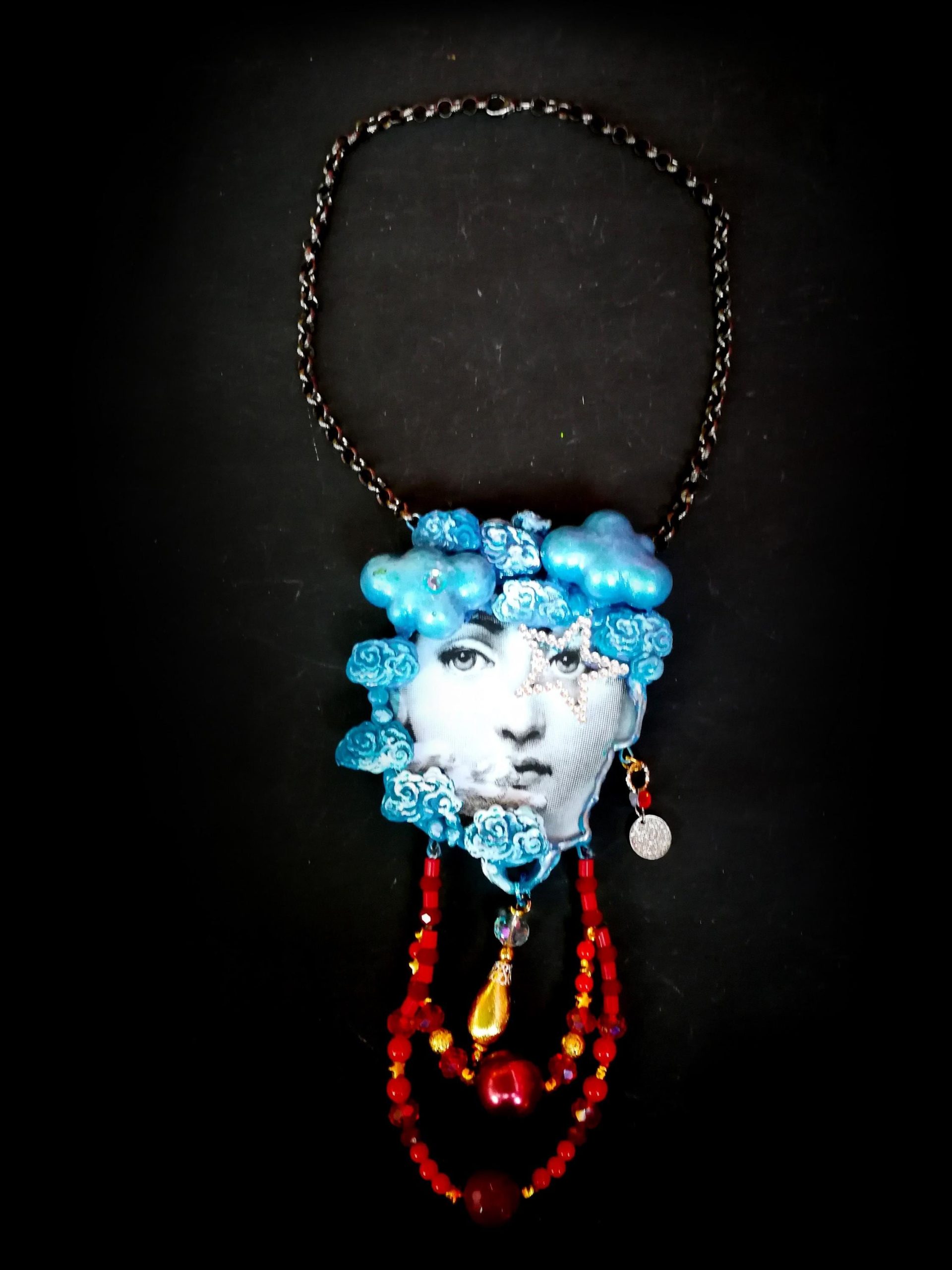 Maximalist Jewelry, Gatsby Statement Pendant Big Bold Chunky Necklaces, Charleston Charm Hollywood Diva Portrait
