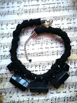 Handmade Italian Avant-Garde Black Stone Necklace, Chunky Collar