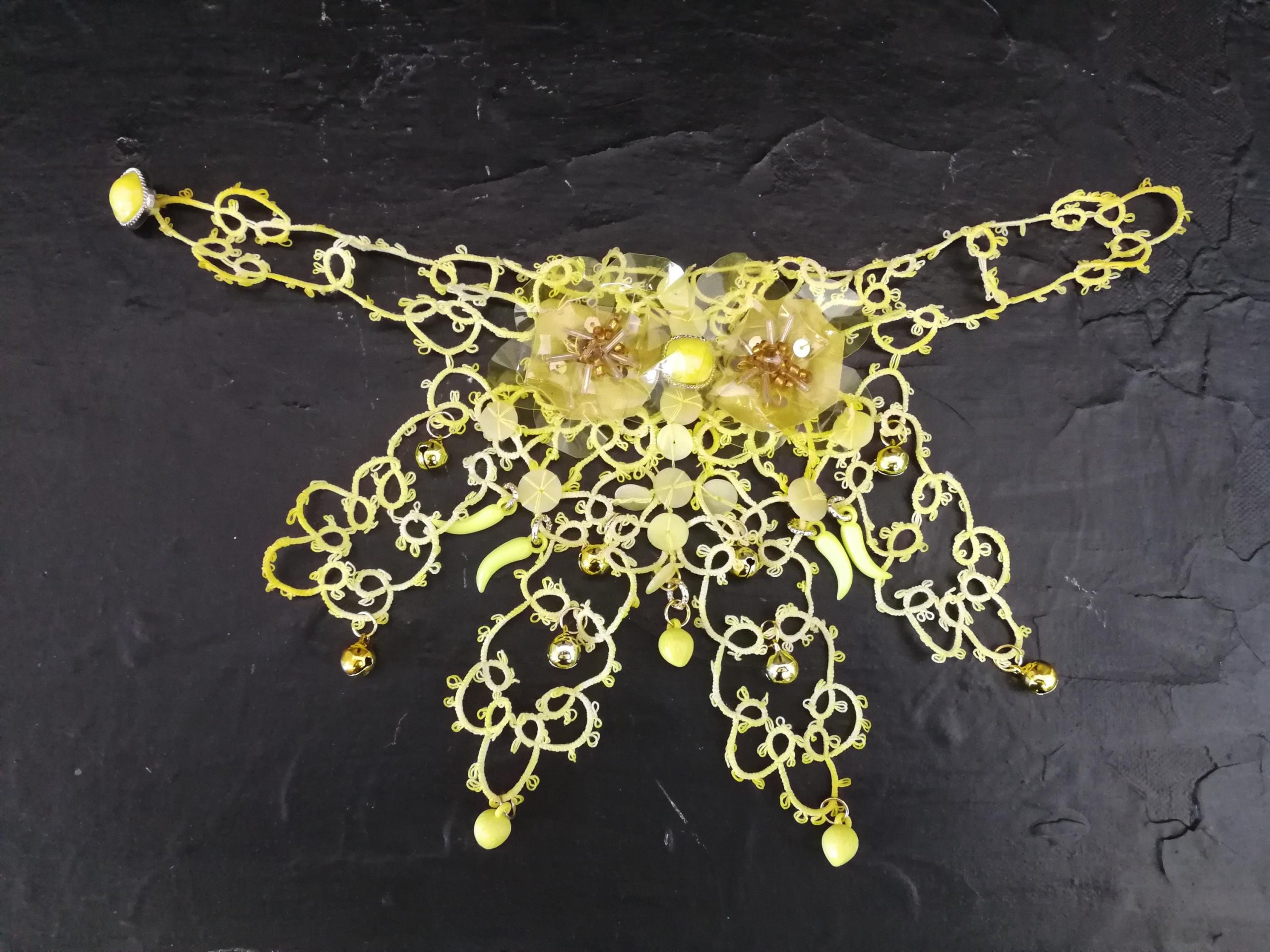 Marie Antoinette Lace Choker, Embroidered Flower Medallion Collar