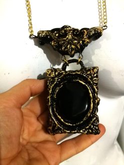 Snow White Witch Mirror Necklace, Gothic Victorian Locket, Handmade in Italy