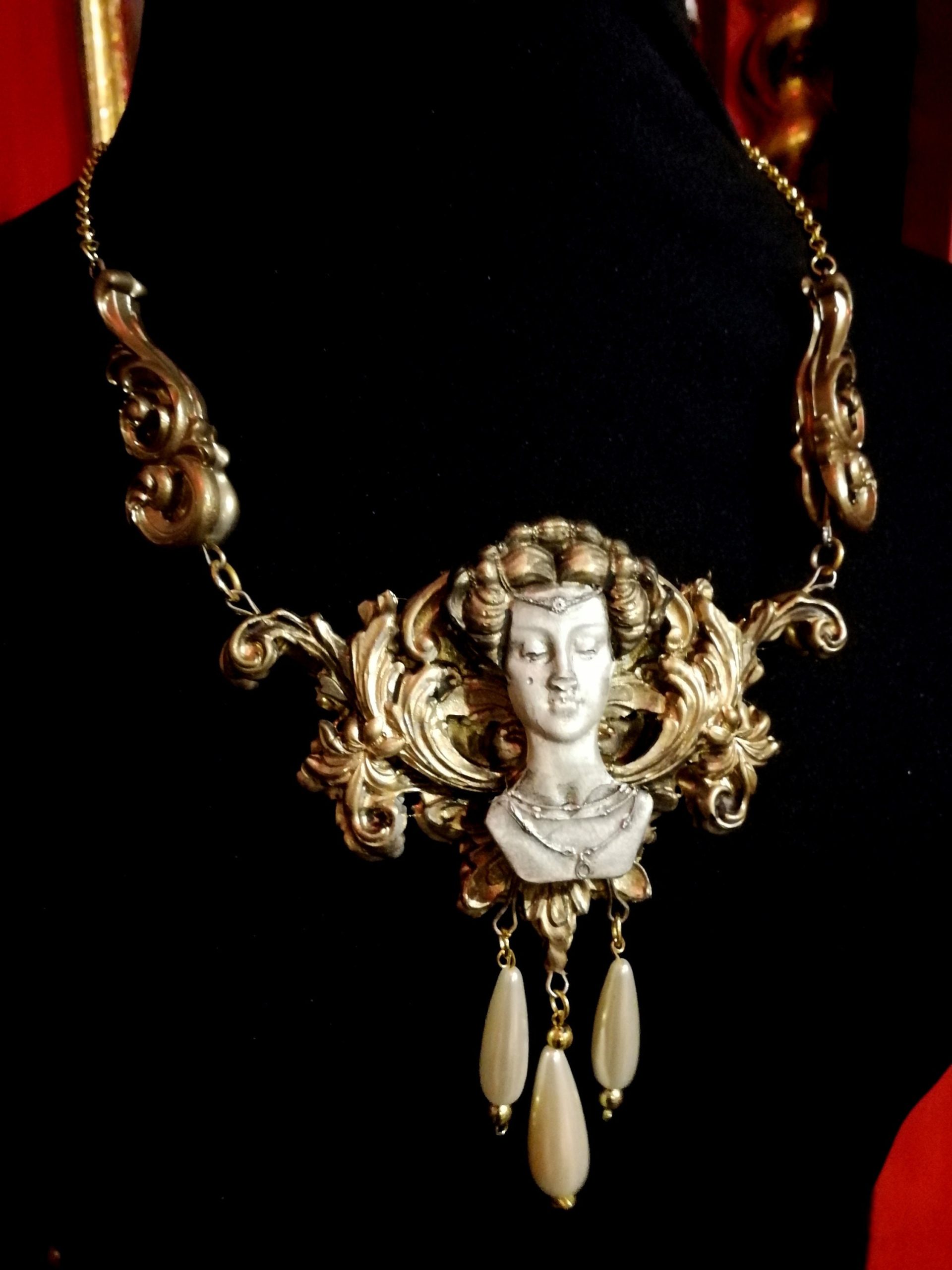 Handmade Art Deco Pearl Choker, Baroque Vintage Style