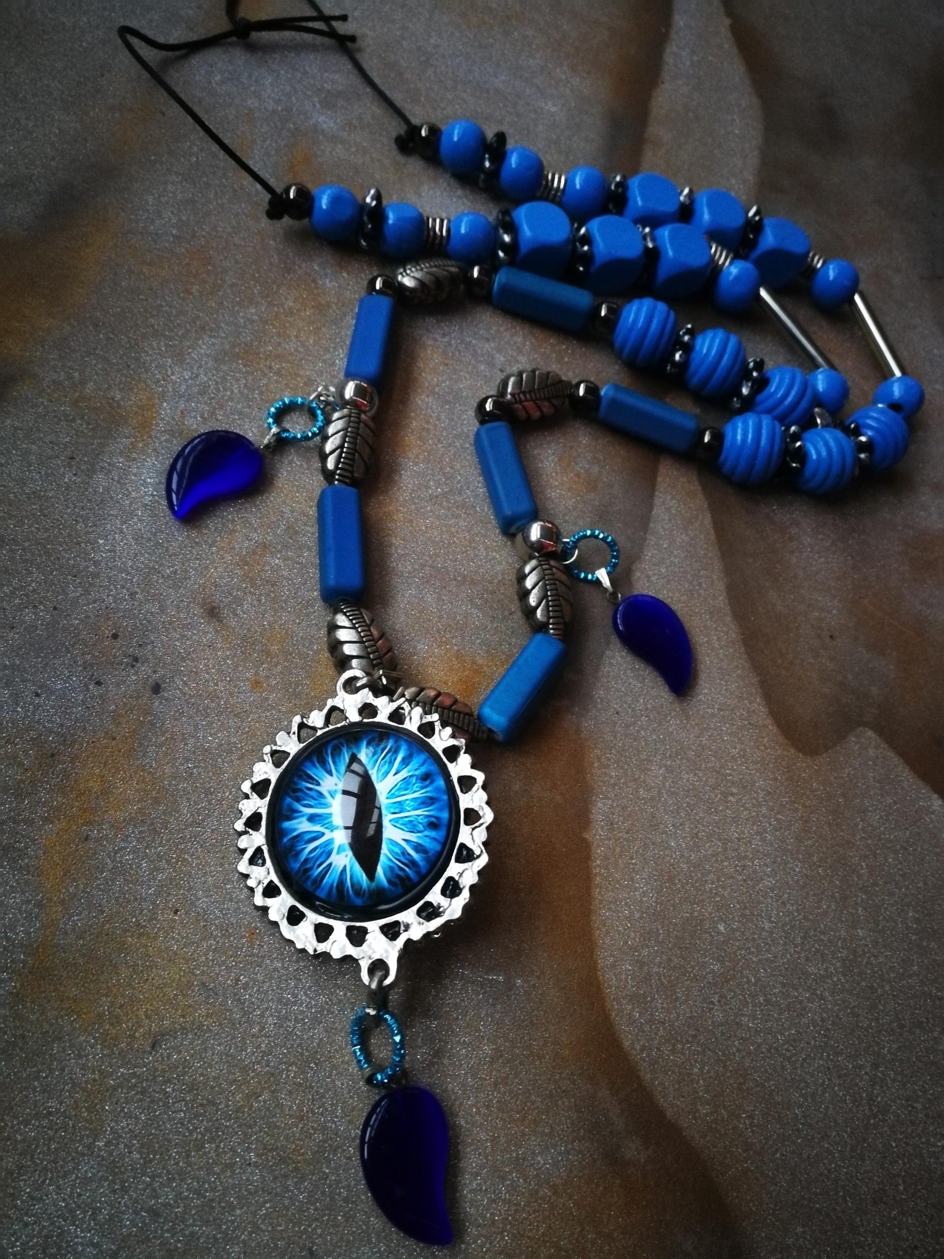Turkish Evil Eye, Statement Pendant Good Luck Boho Ethnic Folk Jewelry Necklace Silver Charm