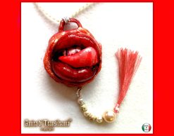 Lips Gloss Jewelry, Romantic Kiss Necklace, Modernist Pop Art Pendant, Hip Hop Tassel Charm