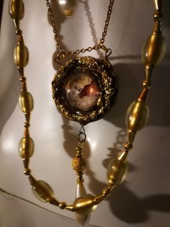 Layered Necklace, Countess of Castiglione Vintage Photo Lariat Pendant, Statement Jewelry Antique Historical Baroque
