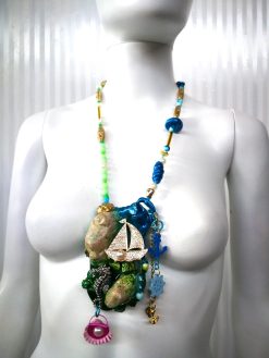 Shell Necklace, Statement Charm Pendant, Seashell Mermaid Jewelry, Sculpture Pendant, Luxury Cruise Ship Marine