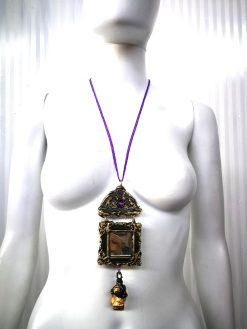 Snow White Witch's Mirror Necklace Pendant, Romantic Victorian Gothic Jewelry, Stone Charm Vintage Style