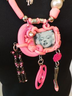 Vintage Assemblage Jewelry, Modernist Pendant Designer Jewelry Chunky Layered Necklace, Lariat Charm Jewellery Shop