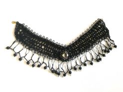 Marie Antoniette Choker, Embroidered Crochet Fine Lace Jewelry, Medallion Necklace Fetish Collar Statement Cameo