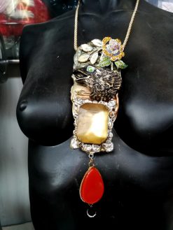 Luxury Jewelry, Eagle Necklace Pendant, Vulture Charm Jewellery Bird, Locket Flower Cubic Zirconia Stone