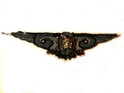 Dark Gothic Choker, Embroidered Macrame Lace Jewelry, Medusa Medallion Necklace Dramatic & Statement Collar