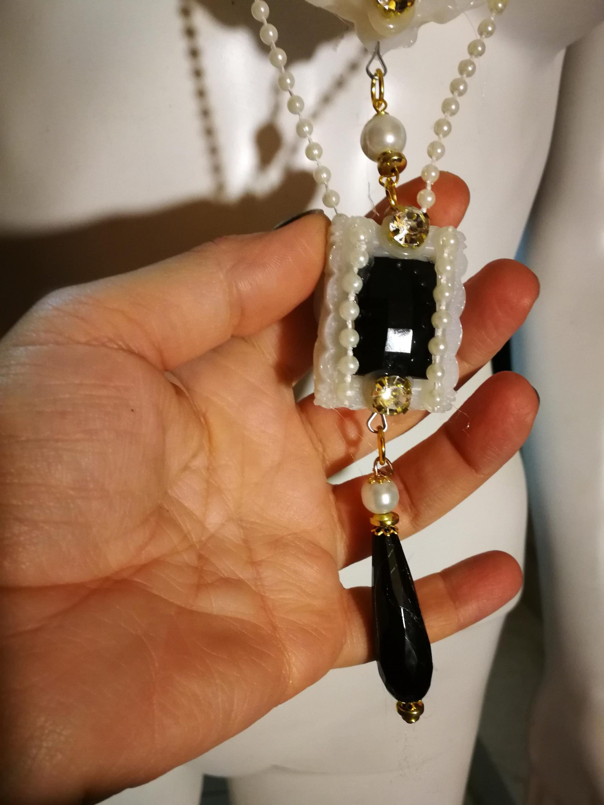Cameo Jewelry, Layered Necklace Gallery Wall, Dramatic Royal Portrait Pendant Statement Baroque Black & White