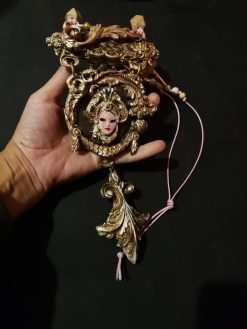 Venetian Mask Pendant, Sculptural Baroque Theatre Charm, Rococo Statement Massive Costume Jewelry OOAK Luxury
