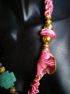 Turquoise Jewelry Gemstone, Puka Shell Luxury Necklace, Nautilus Pendant Seashell Natural Sea Conch & Cowrie