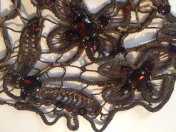 Marie Antoniette Choker, Embroidered Macrame Baroque Lace Jewelry, Necklace Leaf Fringe Collar Rococo Embroidery