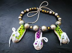 Custom Sneakers, Whimsical Statement Necklace Bling Beads Rhinestone Accents Quirky Jewelry Personalized Sport Lover