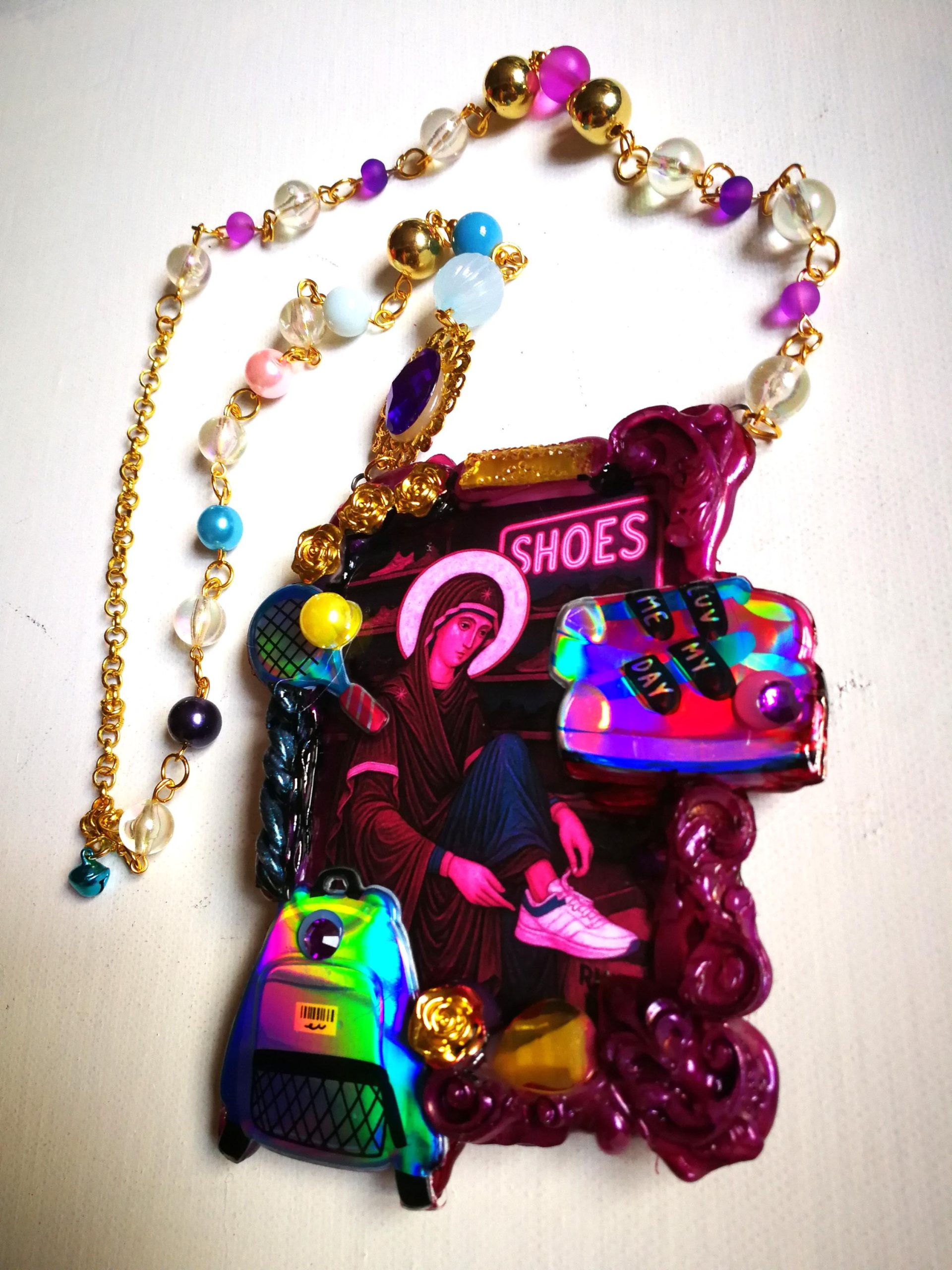 Assemblage Pendant Necklace, Vintage Icon Charm, Amira di Transilvania
