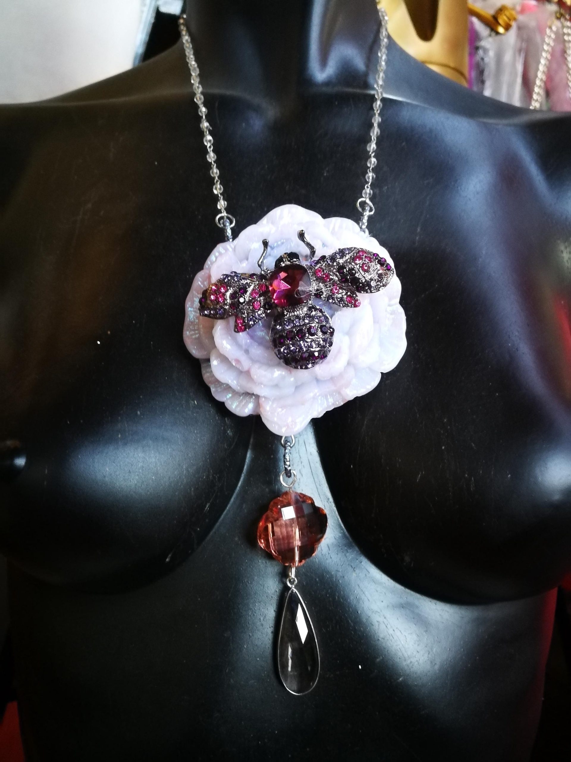 Art Deco Bee Necklace, Belle Epoque Locket, Handmade Italian Jewelry