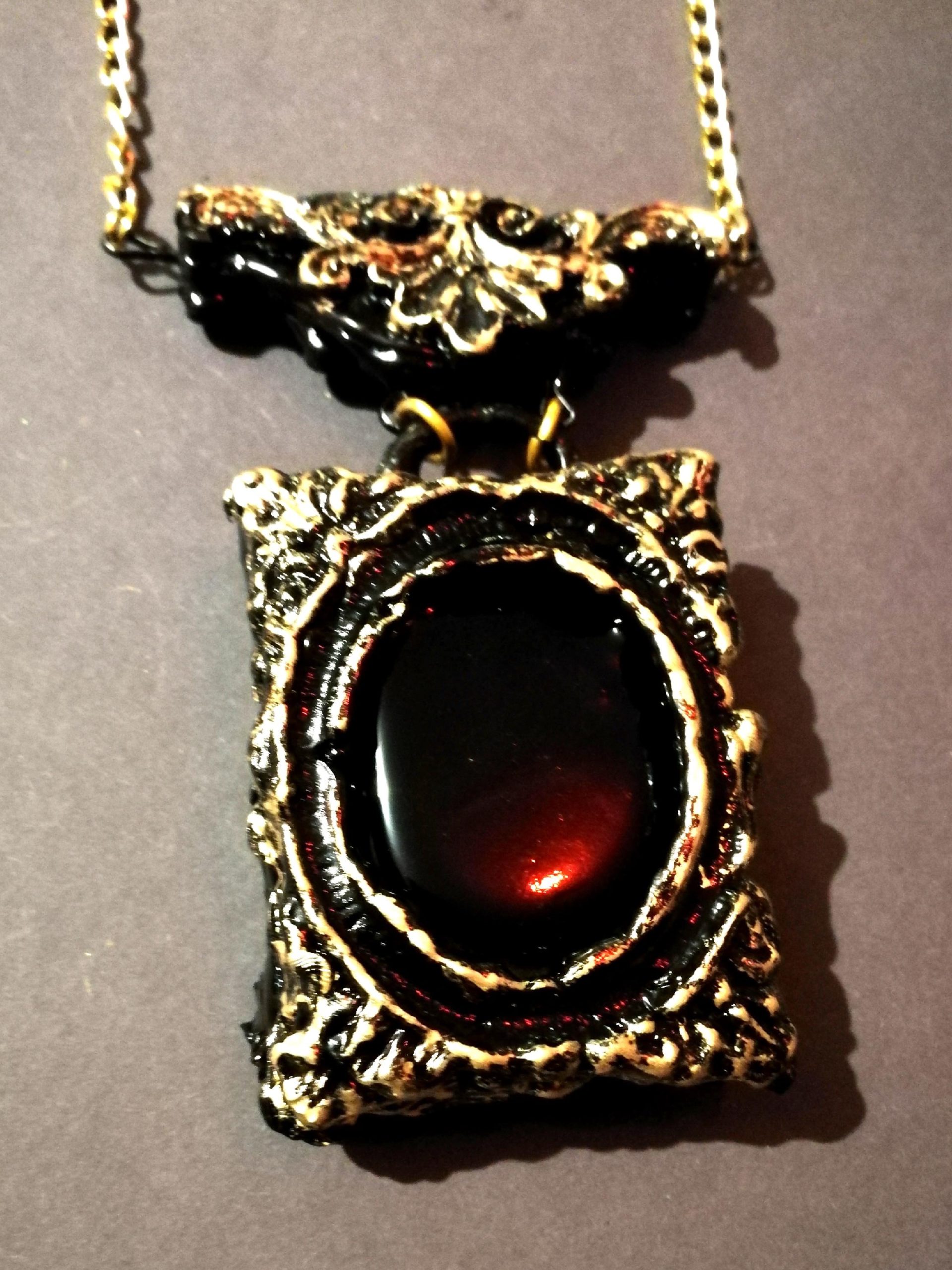Snow White Witch Mirror Necklace, Gothic Victorian Locket, Handmade in Italy