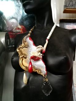 Dramatic Jewelry Baroque Luxury Bib Pendant, Sculptural Antique Statue Charm Crystal & Pearl Statement Necklace