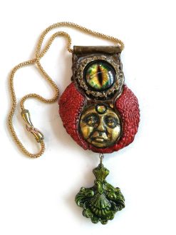 Dragon Eye Pendant, Final Fantasy Chronos Jewelry Designer, Sun Kronos Sculptural Statement Necklace Charm