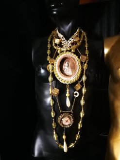 Layered Necklace, Countess of Castiglione Vintage Photo Lariat Pendant, Statement Jewelry Antique Historical Baroque