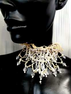 Marie Antoniette Choker, Embroidered Macrame Lace Jewelry, Vintage Baroque Necklace Bib Collar Luxury Embroidery