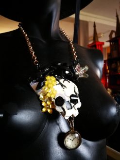 Victorian Gothic Jewelry, Baroque Statement Pendant Memento Mori, Skull Crowned Crow Black Raven Necklace