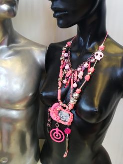 Vintage Assemblage Jewelry, Modernist Pendant Designer Jewelry Chunky Layered Necklace, Lariat Charm Jewellery Shop