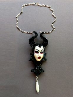 Maleficent Costume Jewelry Disney, Horns Talisman Necklace Pendant, Gothic Doll Head Punk Rock Vanity