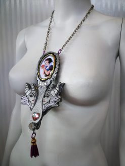 Snow White Witch Mirror Necklace Pendant, Romantic Victorian Gothic Jewelry, Chunky Fantasy Baroque Charm