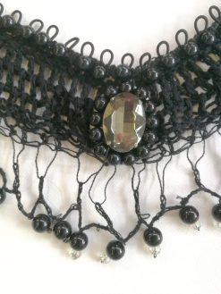 Marie Antoniette Choker, Embroidered Crochet Fine Lace Jewelry, Medallion Necklace Fetish Collar Statement Cameo