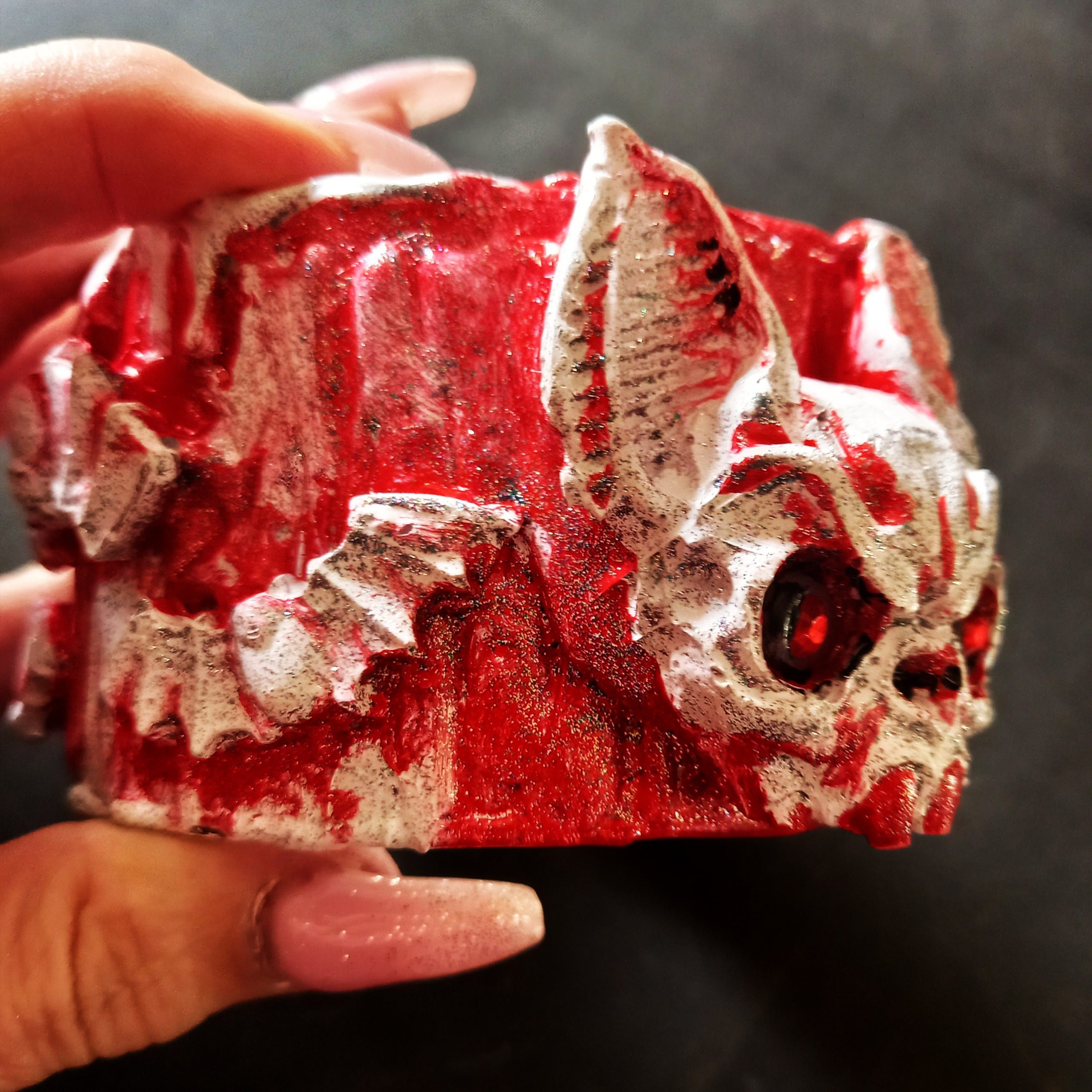 Bat Vampire Rigid Bracelet Jonc, Red Bangle Dracula Castle Transilvania Blood Sculptural Statement Jewelry
