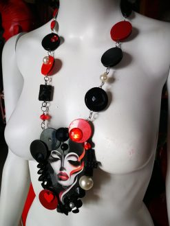 Futuristic Jewelry 1960 1970 Design, Necklace Assemblage Pendant Locket, Modernist Pop Disco Fashion Style
