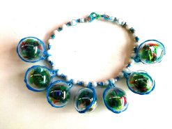Futuristic Necklace Transparent Ball Jewelry, Avangarde Beaded Necklet Charm, Italian Design Choker Collar Caleidoscope